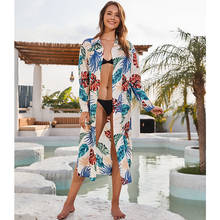 Sexy bikini cover-ups algodão túnica boho impresso verão vestido de praia elegante feminino plus size beach wear natação terno cobrir q1119 2024 - compre barato