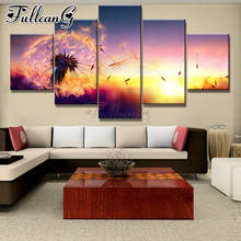 FULLCANG diy 5 Piece Dandelion Sunset diamond painting rhinestone full square/round drill mosaic embroidery Landscape FC1941 2024 - buy cheap