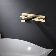 Brushed Gold Wall Mounted Bathroom Basin Faucet Brass double Handle Bathtub Faucet Hot & Cold Mixerr Sink Tap Crane 2024 - buy cheap