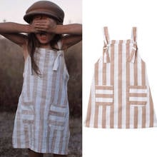 Lovely Fashion Summer Toddler Girls Casual Princess Sleeveless Dress Kids Baby Party Wedding Cotton Blend Beach Dresses 2024 - buy cheap