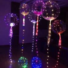 Globo Led luminoso transparente con mango de helio, decoración para fiesta de cumpleaños y boda, globo con luz LED, 2021 2024 - compra barato