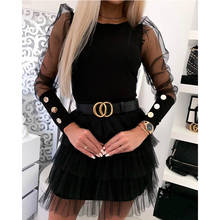 Spring Women Mesh Sheer Puff Long Sleeve Shirt Blouses OL Work Tops Blouse Shirts Patchwork Buttons Casual Party Clubwear 2024 - compra barato