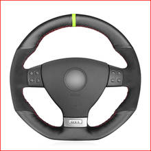 MEWANT Black Genuine Leather Suede Steering Wheel Cover for Volkswagen Golf 5 Mk5 GTI VW Golf 5 R32 Passat R GT 2005 2024 - buy cheap