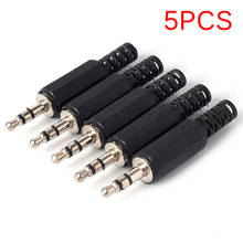 5pcs Black Plastic Pure Copper Conductor Housing Audio Jack Plug Headphone Stereo 3.5mm Male Adapter 2024 - compra barato