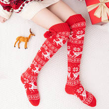 Christmas Women's Long Knitted Stockings For Girls Ladies Women Winter Cotton Knit Socks Thigh High Over The Knee Socks 2024 - buy cheap