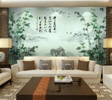 Customized 3d mural Chinese ink bamboo landscape wallpaper living room bedroom restaurant cafe background wall decoration обои 2024 - купить недорого