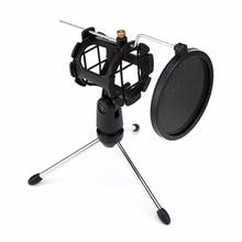 Microphone Tripod Stand Foldable Desktop Microphone Bracket with Shock Mount Mic Holder Clip and Pop Filter 2024 - buy cheap