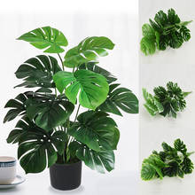 Planta de simulación de hojas verdes para decoración del hogar, plantas falsas en maceta, de 50cm, 18 tenedores 2024 - compra barato
