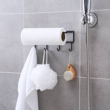 Toallero de pared para baño, soporte de papel para rollo de cocina, estante de secado de hierro con 4 ganchos, práctico, 1 unidad 2024 - compra barato