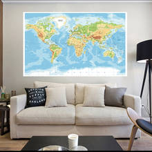 Mapa mundi topa tecido, pintura artística para parede, pôster vintage para decoração de sala de estar, material escolar 2024 - compre barato