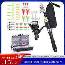 1.5m Telescopic Fishing Rod Reel Combo Full Kit Carp Fishing Rod Spinning Reel Set with Hooks Soft Lures Barrel Swivels pesca 2024 - buy cheap