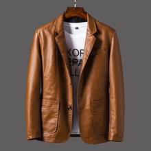 Мужские кожаные куртки на молнии, верхняя одежда из искусственной кожи для байкеров, 6XL, осень 2020 2024 - купить недорого