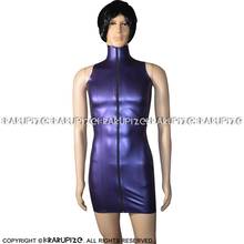 Metallic Purple Sexy Latex Dress With Front Full Zipper Rubber Bodycon Playsuit LYQ-0083 2024 - buy cheap