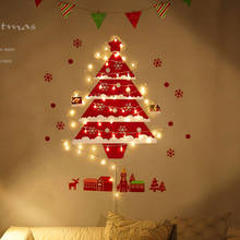 Árbol de Navidad de fieltro con luces LED para niños, juguete Artificial colgante de pared, decoración de Navidad, regalo de Año Nuevo 2024 - compra barato