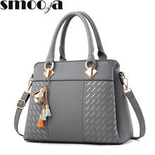 SMOOZA Fashion Women Handbag Tassel PU Leather Bag Top-handle Embroidery Crossbody Bag Casual Shoulder Bag Lady Simple Style Bag 2024 - buy cheap