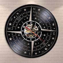 Compass Rose Wall Decor Modern Design Wall Clock Nautical Vinyl Record Wall Clock Navigation Direction Mariners Sailors Gift 2024 - buy cheap