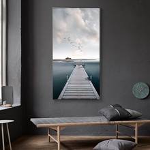 Impresiones en lienzo con vista a la playa y el mar, cuadro de paisaje de puente nórdico, póster, arte de pared, pintura para decoración del hogar y sala de estar 2024 - compra barato