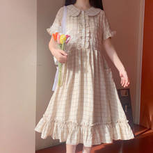Платье для девочек, летнее, мягкое, в японском стиле, с кружевными оборками и коротким рукавом, 2021 2024 - купить недорого