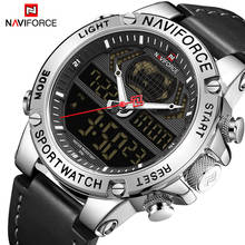 Naviforce 9164 relógio de pulso masculino, relógio digital analógico esportivo militar genuíno de couro, de luxo 2024 - compre barato