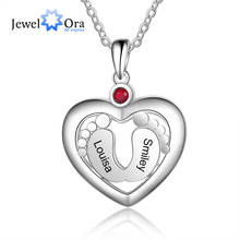 JewelOra Personalized Baby Feet Heart Pendant Necklace Customized Birthstone Engraved Name Charm Jewelry Memory Gift for Women 2024 - buy cheap