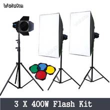 400W X 3 Flash Set GN60 Barndoor Photo SoftBox Light Stand Kit Product Photography Lighting For Commercial Shooting CD50 T10 2024 - buy cheap