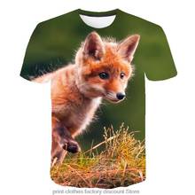 2020 Новая Летняя мужская футболка с круглым вырезом, одежда с короткими рукавами и 3D-принтом животных Foxs Мужская футболка, детский размер 2024 - купить недорого