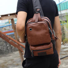 Vintage PU Leather Men Chest Backbag Casual Fashion Male Messenger Bags Back Pack Crossbody Bags Small Sling Single Shoulder Bag 2024 - buy cheap