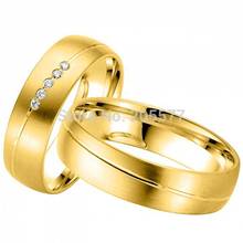 Aliança de titânio com chapeamento em ouro amarelo, anéis de casamento para homens e mulheres, novo design, 2014 2024 - compre barato