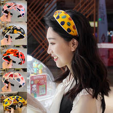 Diadema de punto de onda con lazo coreano para mujer y niña, banda para la cabeza de lado ancho, nuevo nudo de tela de contraste, accesorios para el cabello 2024 - compra barato