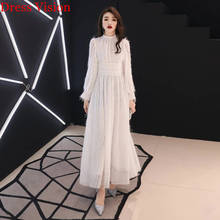 платье 2021 Evening Dresse Elegant High Collar Long Sleeves Party Gowns вечернее платье Floor Length  Robe De Soiree 2024 - buy cheap
