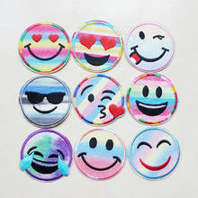 Cute Round Face Smile Embroidery Cartoon Badges Iron On Patches For DIY Bag Clothing Fabric Stickers Sewing Kids Jacket Applique 2024 - buy cheap