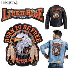 Nicediy Hippie Motorcycle Rider Iron On Patches Eagle Patch Large Embroidered Patches For Clothes Live To Ride Skull Patch Decor 2024 - buy cheap