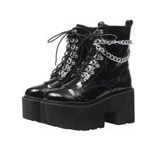 Gothic Dark Punk Demon Boots Lolita Maid Black Chain Platform Shoes Mary Jane Shoes Demon Dark Goth Shoes 2024 - buy cheap