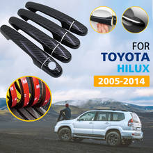 Black Color Carbon Fiber Door Handles Cover Trim for Toyota Hilux MK7 2005~2014 Car Accessories Styling Sticker 2006 2007 2008 2024 - buy cheap