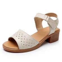 Hot 2020 New Sandals Top Cowhide Hollow Fashion Leather Sandals Summer Women Sandals Concise Comfort Non-slip Low-heel Sandals 2024 - buy cheap