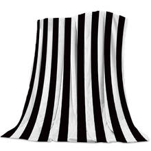 Simple Black And White Stripes Bedspread Blankets Coverlet Blanket Flannel Fleece Hypoallergenic Micromicrofiber Decorative 2024 - buy cheap