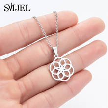 Bohemian Mandala Stainless Steel Flower Necklace Geometric Lotus Rose Flower Hollow Pattern Charm Necklace for Women Kids Gift 2024 - buy cheap