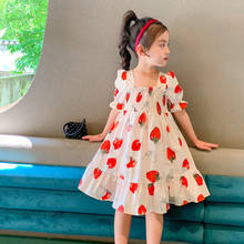 2021 Kids Clothes Girls Summer Dress Children Dresses Toddler Puff Sleeve Strawberry Cotton Vestidos Princess Baby Girl Dress 2024 - buy cheap