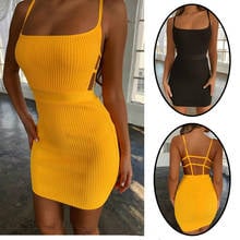 Hirigin Fashion Women Bandage Bodycon Square Collar Sleeveless Strap Backless Dress Ladies Evening Club Party Short Mini Dresses 2024 - buy cheap