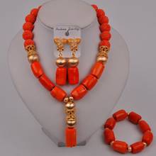 Orange Nigeria Coral Beads African Wedding Beads Coral Necklace Bridal Jewelry Sets 2-17-A2 2024 - buy cheap