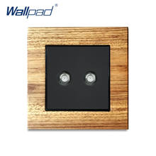 Panel de madera de lujo para pared del hogar, 2 enchufes Dural SAT para TV Satelital, enchufes eléctricos de pared eléctricos 2024 - compra barato