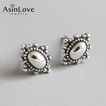 AsinLove-pendientes de plata de ley 925 con personalidad para mujer, aretes pequeños, estilo nacional, geométrico, Retro, romántico, Chic 2024 - compra barato