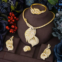 Missvikki-Conjunto de joyería de lujo para mujer, collar con flor de lirio de colores brillantes, brazalete, pendientes, anillo, boda, novia, 4 Uds. 2024 - compra barato