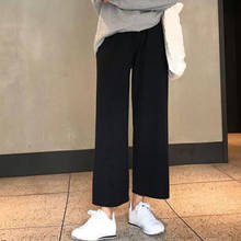 Calça feminina estilo baggy cinza, para corrida, casual, de cintura alta 2024 - compre barato