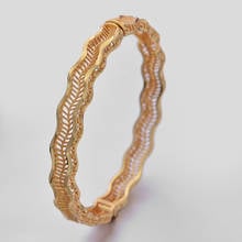 Ethiopia 1Pcs/lot 24K Dubai India Bending wave Gold Color Bangles For Women Girl African Bracelets  Party wedding Jewelry gifts 2024 - buy cheap