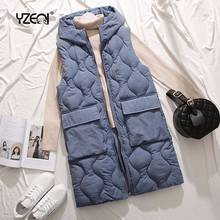 Yzeqi 2020 Autumn Winter Series Korean Women Long Cotton Vest Sleeveless Jacket Hooded Plus Size 3xl Slim Warm Ladies Waistcoat 2024 - buy cheap