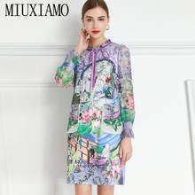 MIUXIMAO 2021 Spring Summer Bow Cartoon Princess Print Diamonds  Long Sleeve Pocket   Fashion Casual Slim Dress Women Vestidos 2024 - buy cheap