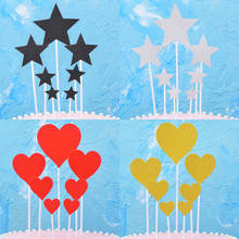Decoração colorida para bolo com 7 peças, estrela, coração, feliz aniversário, bolos, decoração, chá de bebê, decoração de festa de casamento 2024 - compre barato