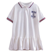 Nova camisa das meninas vestido 2022 crianças primavera verão vestido novo alargamento manga babados da criança vestido de malha do bebê lazer vestido 3-16 ano 2024 - compre barato