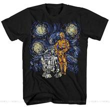 Starry Night R2 C 3PO R2D2 Van Gogh Adult Men's Graphic Tee Apparel T Shirt Casual Pride Breathable T-Shirt Men Unisex Fashion 2024 - buy cheap